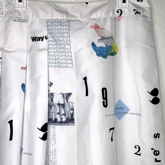 Adidas x STELLA MCCARTNEY Graphic ADVERTISING Newsprint SKIRT Medium Preppy Boho - Picture 4 of 8
